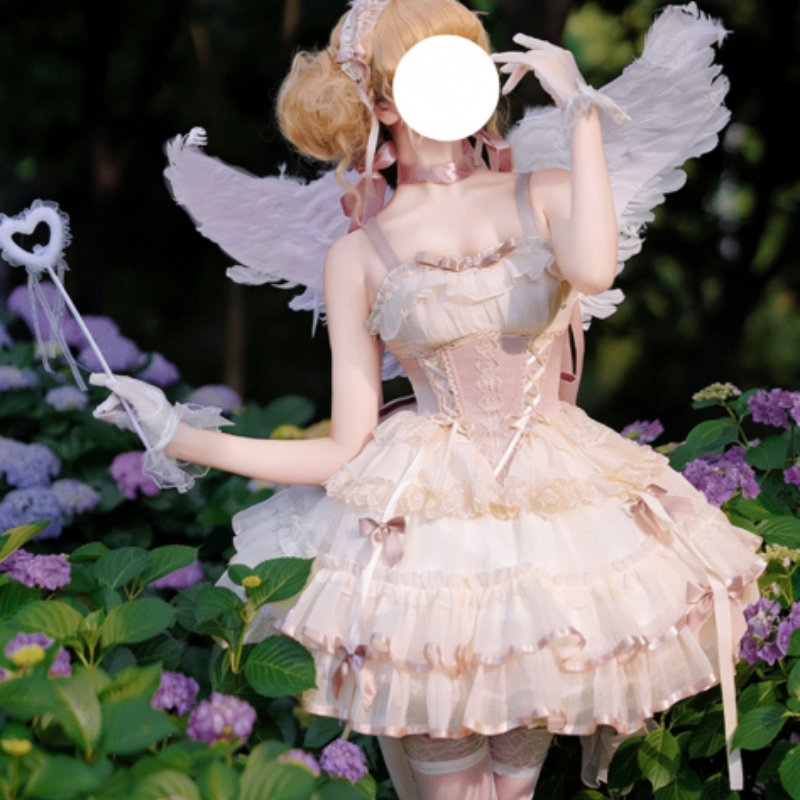 Robe Lolita Style Ballet Court Manches Courtes Dentelle Jupe à Multi couches