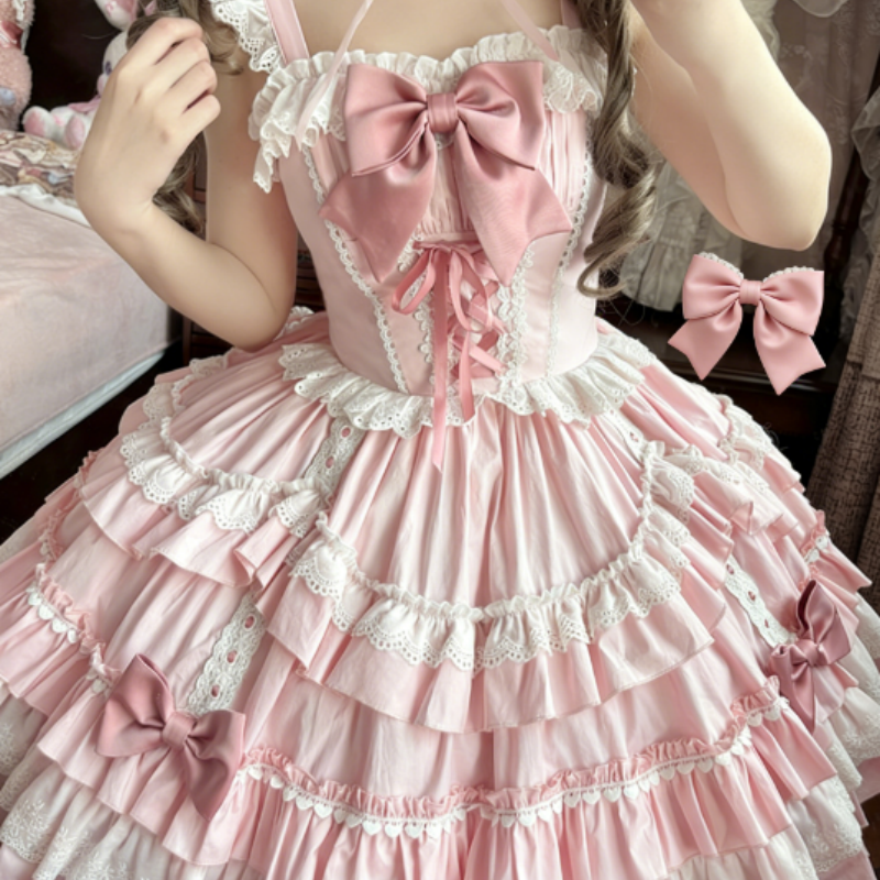 Robe Lolita Sweet à Volants et Nœuds Papillon Parfaite pour les Théâtres de Thé