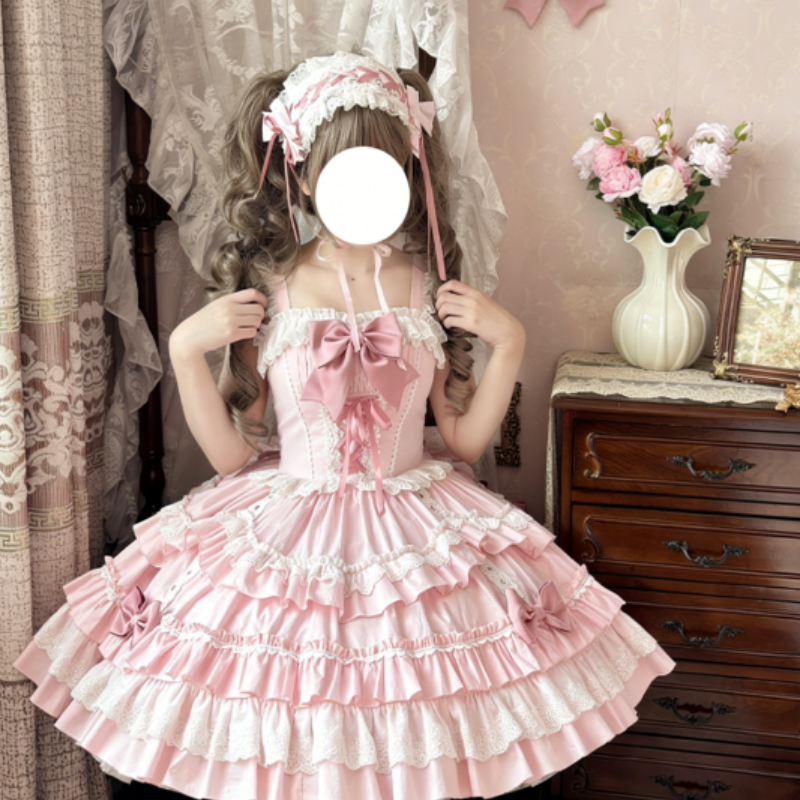 Robe Lolita Sweet à Volants et Nœuds Papillon Parfaite pour les Théâtres de Thé