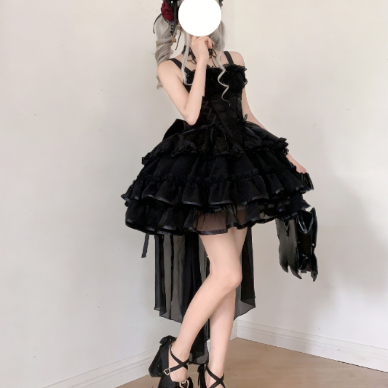 Robe Lolita Style Ballet Court Manches Courtes Dentelle Jupe à Multi couches