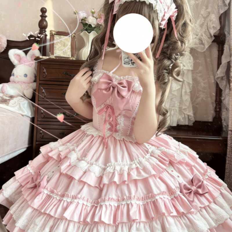 Robe Lolita Sweet à Volants et Nœuds Papillon Parfaite pour les Théâtres de Thé